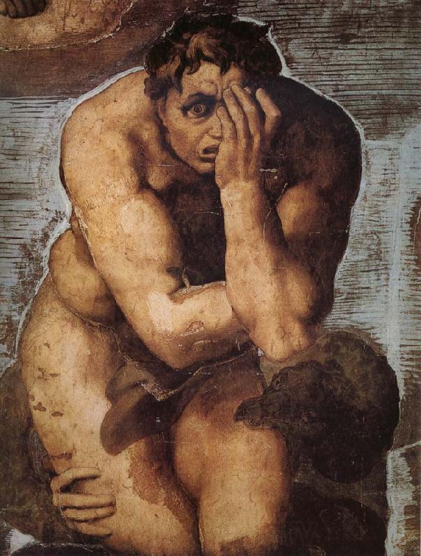 Michelangelo Buonarroti Damned soul descending into Hell Norge oil painting art